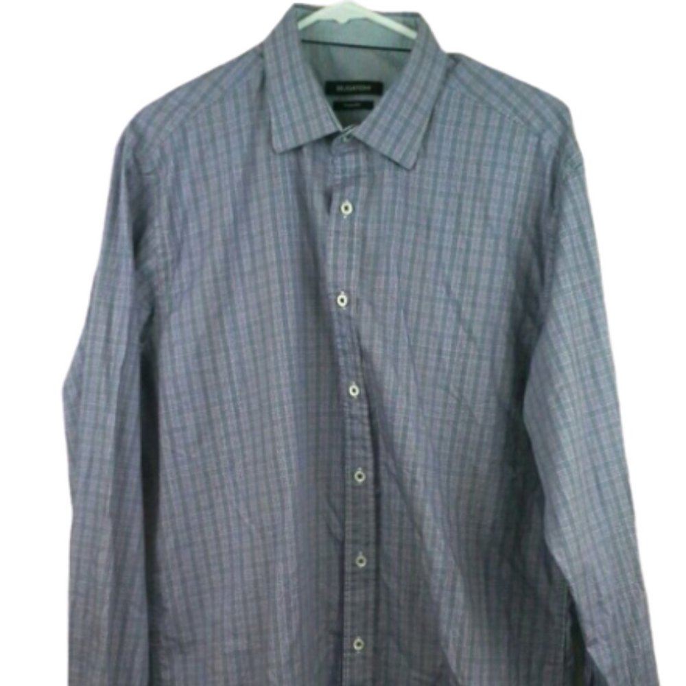 Bugatchi Uomo Button Front Shirt L/S Flip Cuffs Lavender/Purple Checks